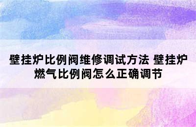 壁挂炉比例阀维修调试方法 壁挂炉燃气比例阀怎么正确调节